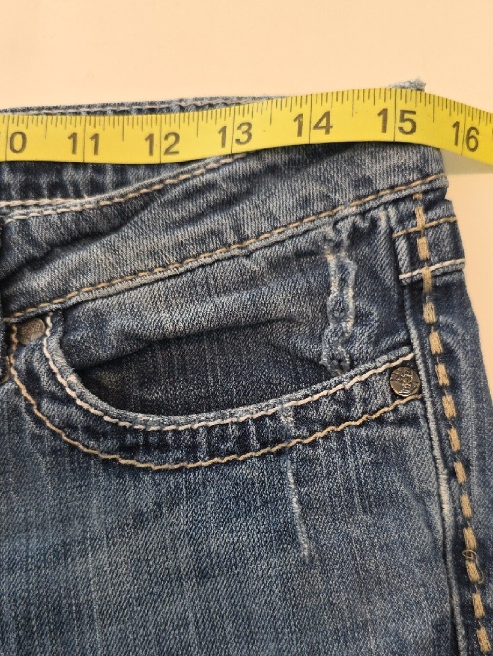 BKE Sabrina Bootcut Jeans 28x35.5 Stretch Blue Distressed Long Inseam Low Rise - Picture 11 of 15